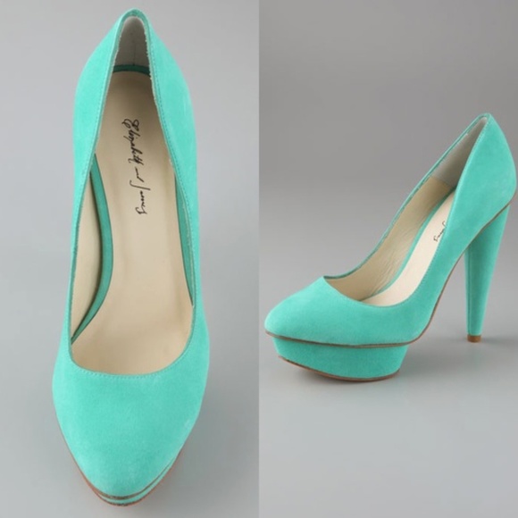 Elizabeth and James Shoes - *SOLD* Elizabeth & James Mason Teal Suede Platform Pumps